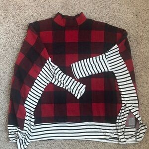 Plaid and Striped Women's Poncho Sweater